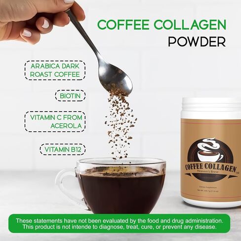 Hydrolyzed Bovine peptide-Collagen for women - Colageno - Protein - Dark roast coffee - Hair, Skin, Nail & Joint Support & with Vitamin C & B12 - without Dairy or Added Sugar - 30 serving in Saudi Arabia