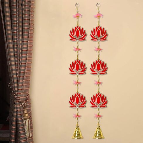 SATVIK قطعتان مقاس 68.58 سم لوتس لاتكان مزخرف توران/تعليق على الحائط Dipawali Navratri مصمم Mandir معلق ستارة Pujan Bandhanwar الهندية للمهرجانات التقليدية الفاخرة Latkan in Kuwait
