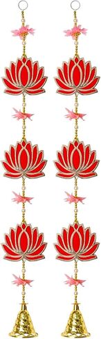 SATVIK قطعتان مقاس 68.58 سم لوتس لاتكان مزخرف توران/تعليق على الحائط Dipawali Navratri مصمم Mandir معلق ستارة Pujan Bandhanwar الهندية للمهرجانات التقليدية الفاخرة Latkan in Kuwait