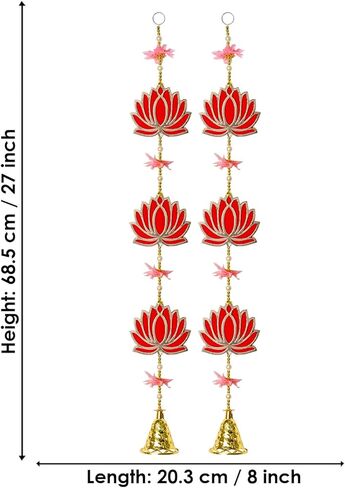 SATVIK قطعتان مقاس 68.58 سم لوتس لاتكان مزخرف توران/تعليق على الحائط Dipawali Navratri مصمم Mandir معلق ستارة Pujan Bandhanwar الهندية للمهرجانات التقليدية الفاخرة Latkan in Kuwait