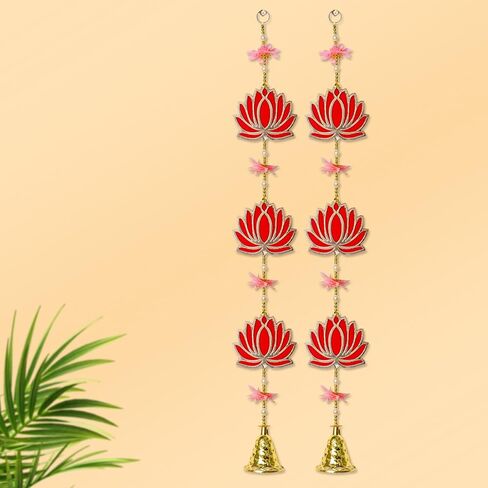 SATVIK قطعتان مقاس 68.58 سم لوتس لاتكان مزخرف توران/تعليق على الحائط Dipawali Navratri مصمم Mandir معلق ستارة Pujan Bandhanwar الهندية للمهرجانات التقليدية الفاخرة Latkan in Kuwait