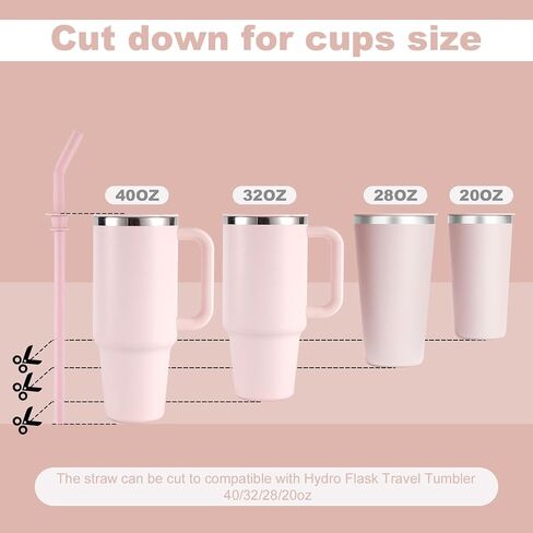 3pcs Press in Straw Replacement for Hydro Flask Travel Tumbler 40/32/28/20oz, BPA Free Reusable Silicone Tumbler Straws for HydroFlask Water Bottle Lid Accessories (Blue, Pink and Green) in Saudi Arabia