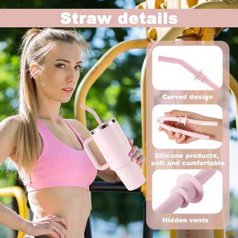 3pcs Press in Straw Replacement for Hydro Flask Travel Tumbler 40/32/28/20oz, BPA Free Reusable Silicone Tumbler Straws for HydroFlask Water Bottle Lid Accessories (Blue, Pink and Green) in Saudi Arabia