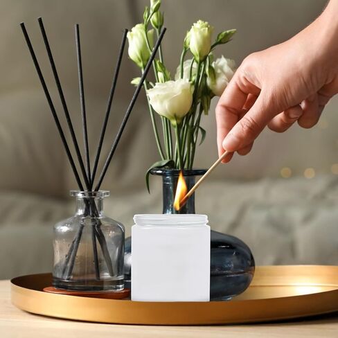 شموع معطرة بالأوكالبتوس والمريمية لشمعة العلاج العطري المنزلية، جرة شمع الصويا الطبيعي 7 أونصة، جرة بيضاء in Kuwait