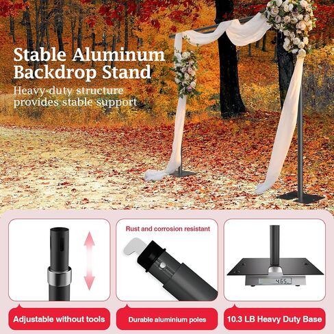 EMART Backdrop Stand Heavy Duty 10ftx20ft, Pipe and Drape Backdrop Stand Kit, Adjustable Metal Frame for Backdrop, Background Stand Backdrop for Wedding Birthday Party Banquet Decorations in Saudi Arabia