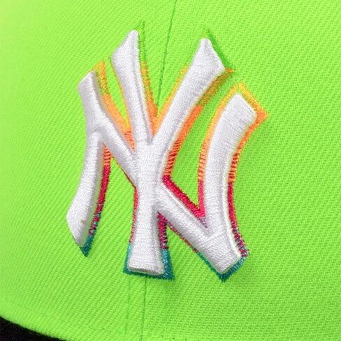 New Era NY New York Yankees 9FIFTY 100th Anniversary (1903-2003) قبعة Snapback برقعة جانبية، قبعة قابلة للتعديل أخضر نيون وأسود in Saudi Arabia