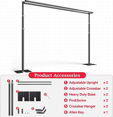 EMART Backdrop Stand Heavy Duty 10ftx20ft, Pipe and Drape Backdrop Stand Kit, Adjustable Metal Frame for Backdrop, Background Stand Backdrop for Wedding Birthday Party Banquet Decorations in Saudi Arabia