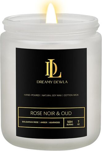شموع معطرة عنبر الباتشولي للرجال - شمعة عطرية - شموع رجالية للمنزل - شمعة رجالية - شموع شمع الصويا طويلة الاشتعال، برطمان كهرمان in Saudi Arabia