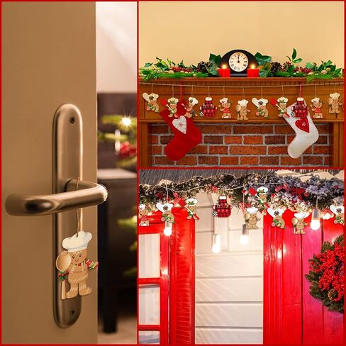 36 Pieces Gingerbread Man Christmas Ornaments Wooden Christmas Tree Decoration Set Hanging Gingerbread House Decorations Assorted Small Decor for Xmas Tree Rustic Candy Cane Holiday Decorations in Saudi Arabia