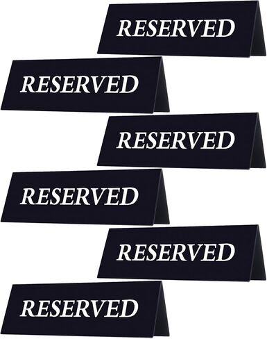 6 Pieces Plastic Reserved Table Sign for Wedding Acrylic Double Side Table Tent Black Guest Reservation Tables Seat Sign 7.9 x 2.7 Inches Reserve Seating Signs for Restaurant Chairs Wedding in Saudi Arabia