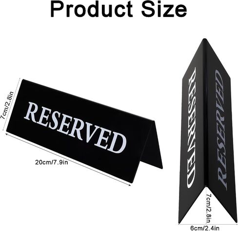 6 Pieces Plastic Reserved Table Sign for Wedding Acrylic Double Side Table Tent Black Guest Reservation Tables Seat Sign 7.9 x 2.7 Inches Reserve Seating Signs for Restaurant Chairs Wedding in Saudi Arabia