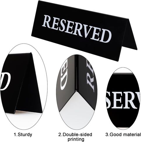 6 Pieces Plastic Reserved Table Sign for Wedding Acrylic Double Side Table Tent Black Guest Reservation Tables Seat Sign 7.9 x 2.7 Inches Reserve Seating Signs for Restaurant Chairs Wedding in Saudi Arabia