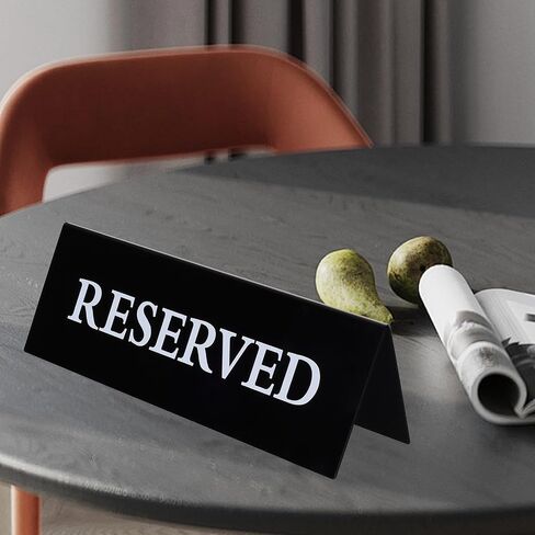 6 Pieces Plastic Reserved Table Sign for Wedding Acrylic Double Side Table Tent Black Guest Reservation Tables Seat Sign 7.9 x 2.7 Inches Reserve Seating Signs for Restaurant Chairs Wedding in Saudi Arabia