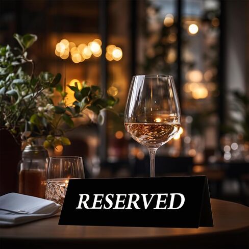6 Pieces Plastic Reserved Table Sign for Wedding Acrylic Double Side Table Tent Black Guest Reservation Tables Seat Sign 7.9 x 2.7 Inches Reserve Seating Signs for Restaurant Chairs Wedding in Saudi Arabia