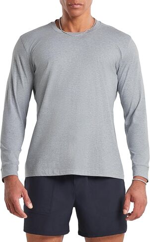 Ouber Men's Gym T-Shirt Sporty Workout Shirt Long Sleeve Casual Tops Athletic Fitness Tee in Kuwait