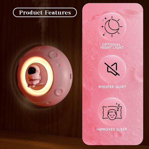 Lumoonosity Wall Diffuser - ناشر الزيوت العطرية لرائد الفضاء الأبيض مع ضوء ليلي LED لغرفة الأطفال in Saudi Arabia