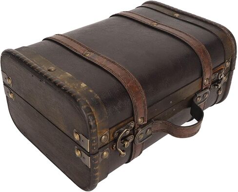 AMONIDA Vintage Jewelry Box Retro Large Capacity Storage Wooden Suitcase Black Brown Elegant Wedding Party in Saudi Arabia