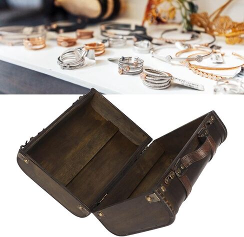 AMONIDA Vintage Jewelry Box Retro Large Capacity Storage Wooden Suitcase Black Brown Elegant Wedding Party in Saudi Arabia
