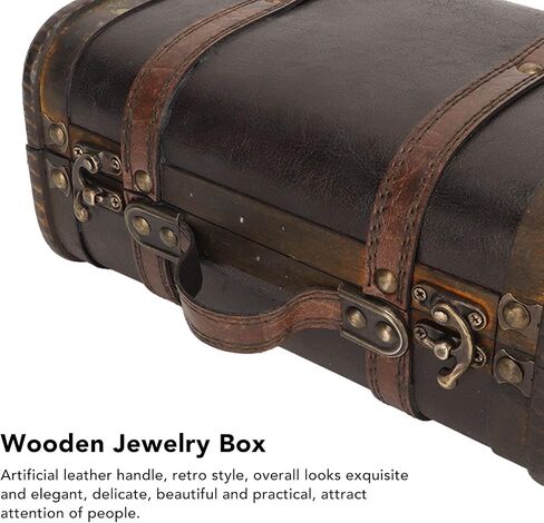 AMONIDA Vintage Jewelry Box Retro Large Capacity Storage Wooden Suitcase Black Brown Elegant Wedding Party in Saudi Arabia