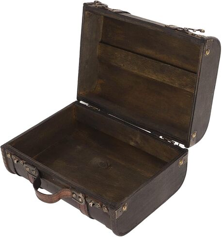 AMONIDA Vintage Jewelry Box Retro Large Capacity Storage Wooden Suitcase Black Brown Elegant Wedding Party in Saudi Arabia