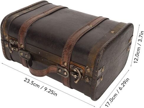 AMONIDA Vintage Jewelry Box Retro Large Capacity Storage Wooden Suitcase Black Brown Elegant Wedding Party in Saudi Arabia