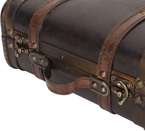 AMONIDA Vintage Jewelry Box Retro Large Capacity Storage Wooden Suitcase Black Brown Elegant Wedding Party in Saudi Arabia