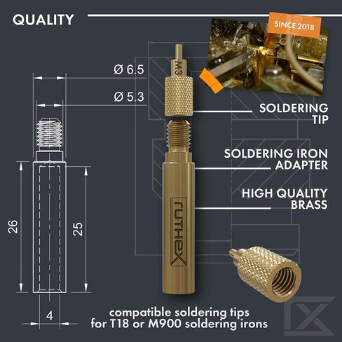 ruthex 1 x Soldering Tip Adapter for TS100 / TS101 / Pinecil Series for ruthex Soldering Tips LOE-SET-011 for Inserting Threaded Inserts in 3D Printing in Saudi Arabia
