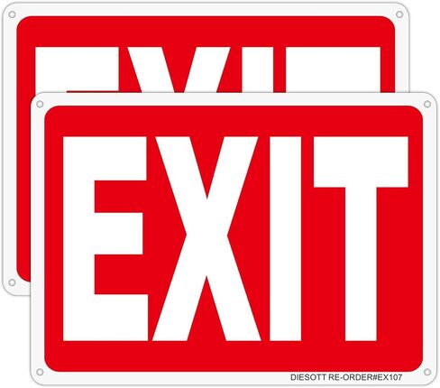 Exit Sign 2 Pack, 10x7 Inches Aluminum Metal Exit Sign, UV Protected, Durable, Weatherproof, Easy to Install, Indoor/Outdoor Use in Saudi Arabia