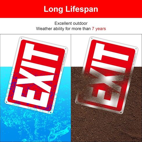 Exit Sign 2 Pack, 10x7 Inches Aluminum Metal Exit Sign, UV Protected, Durable, Weatherproof, Easy to Install, Indoor/Outdoor Use in Saudi Arabia