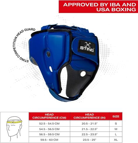STING Competition Head Guard, IBA-Approved and USA Boxing-Approved Headgear, Premium Boxing Equipment for Professional Competition and Boxing Training, Red, M in Saudi Arabia