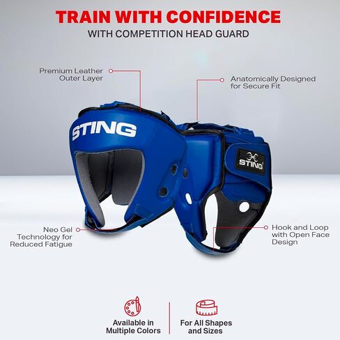 STING Competition Head Guard, IBA-Approved and USA Boxing-Approved Headgear, Premium Boxing Equipment for Professional Competition and Boxing Training, Red, M in Saudi Arabia