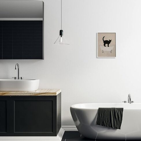 Stupell Industries Black Cat Simple Claw Foot Bathtub Bathroom Painting, Design by Coco de Paris in Saudi Arabia