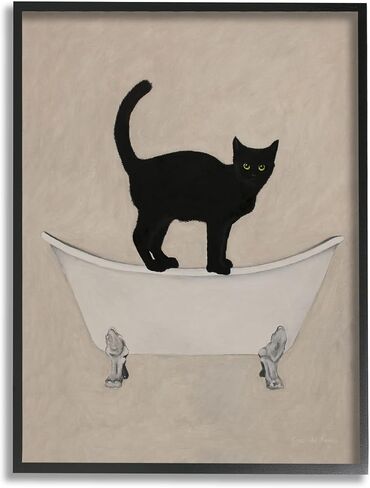 Stupell Industries Black Cat Simple Claw Foot Bathtub Bathroom Painting, Design by Coco de Paris in Saudi Arabia
