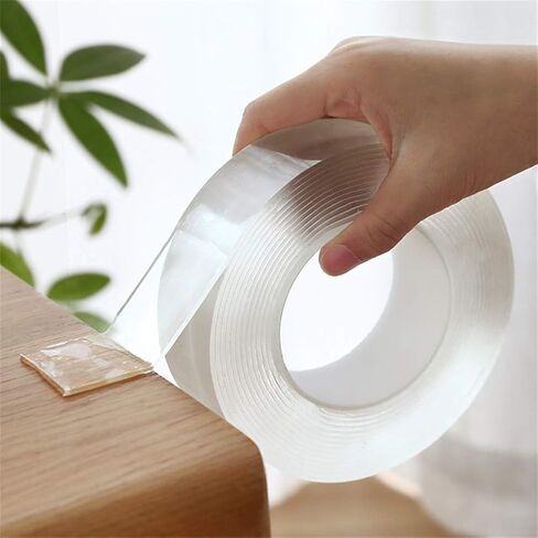 Mounting Tape.Adhesive Tape, Double Sided Mounting Carpet Tape Heavy Duty, Traceless Washable Removable Strong Adhesive Rug Tape Gripper, Reusable Clear Anti Slip Gel Grip Tape(2m(6.5ft)) in Saudi Arabia
