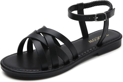 صنادل نسائية مسطحة منسوجة من Tilocow بمقدمة مستديرة بإبزيم منزلق أحذية كاجوال بأشرطة متقاطعة لفصل الصيف in Kuwait