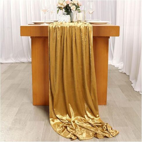 Velvet Table Runner: 10ft 29x120 Inches Long - Antique Gold Table Runner Luxurious Wedding Fabric Christmas Table Decorations in Saudi Arabia