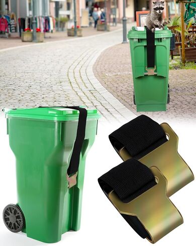 Bear Proof Trash Can Lid Lock, Universal Adjustable Garbage Can Locks for Raccoons Squirrels Dogs, No-Drill Trash Bin Security Strap Outdoor to Prevent Animals and Strong Winds (2) in Saudi Arabia