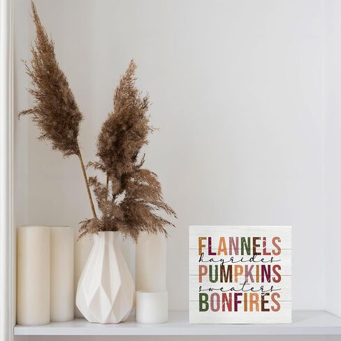 Tis the Season Fall Signs, Fall Wooden Signs, Rustic Fall Pumpkin Coffee Football Autumn Harvest Thanksgiving Wooden Box Sign for Desk Table Shelf Decor, Fall Signs for Home Decor, 5x5 Inches in Saudi Arabia