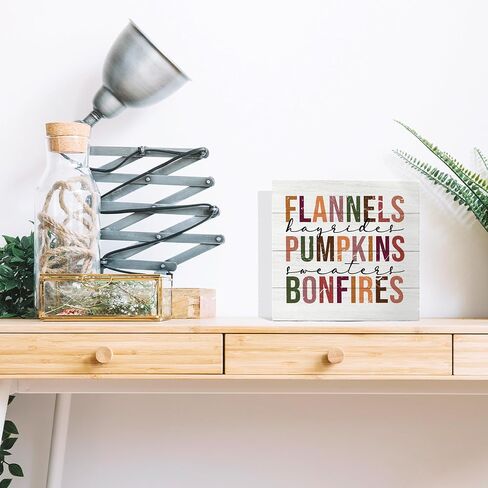 Tis the Season Fall Signs, Fall Wooden Signs, Rustic Fall Pumpkin Coffee Football Autumn Harvest Thanksgiving Wooden Box Sign for Desk Table Shelf Decor, Fall Signs for Home Decor, 5x5 Inches in Saudi Arabia