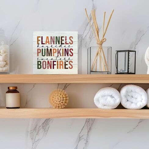 Tis the Season Fall Signs, Fall Wooden Signs, Rustic Fall Pumpkin Coffee Football Autumn Harvest Thanksgiving Wooden Box Sign for Desk Table Shelf Decor, Fall Signs for Home Decor, 5x5 Inches in Saudi Arabia