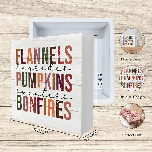 Tis the Season Fall Signs, Fall Wooden Signs, Rustic Fall Pumpkin Coffee Football Autumn Harvest Thanksgiving Wooden Box Sign for Desk Table Shelf Decor, Fall Signs for Home Decor, 5x5 Inches in Saudi Arabia