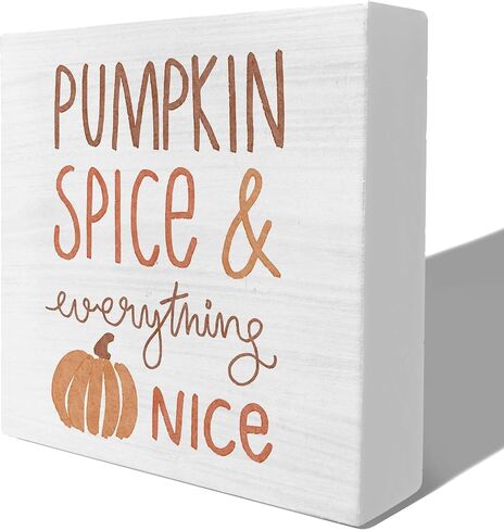 Tis the Season Fall Signs, Fall Wooden Signs, Rustic Fall Pumpkin Coffee Football Autumn Harvest Thanksgiving Wooden Box Sign for Desk Table Shelf Decor, Fall Signs for Home Decor, 5x5 Inches in Saudi Arabia