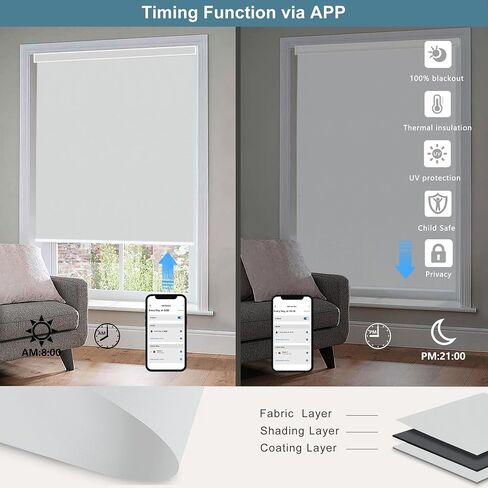 Motorized Blinds with Remote,100% Blackout Smart Roller Blinds Fabric Samples in Saudi Arabia