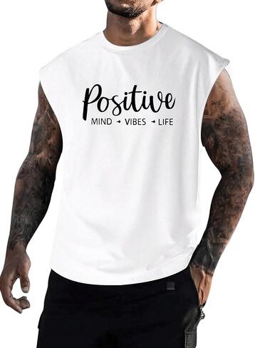 Men's Summer Tank Tops Sleeveless Letter Graphic Tees Crewneck Workout Muscle Gym Tank T-Shirt in Saudi Arabia