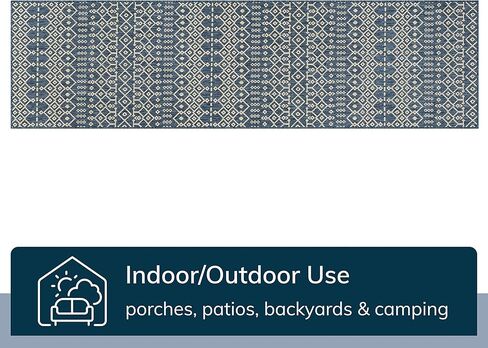 سجادة منطقة العداء منسوجة جيدًا ميدوسا نورد قبلية مغربية داخلية/خارجية باللون الأزرق مقاس 2'3 بوصة × 7'3 بوصة in Kuwait