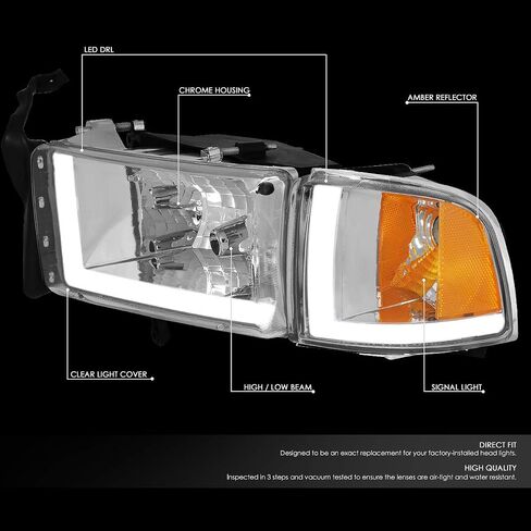 DNA MOTORING HL-LB2-DR944-BK-SM-CL1 Smoked Lens Headlights With Pair LED Day Running Lights Compatible with 94-02 Ram in Saudi Arabia