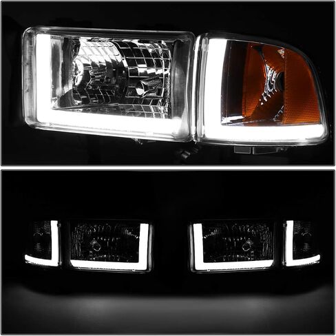DNA MOTORING HL-LB2-DR944-BK-SM-CL1 Smoked Lens Headlights With Pair LED Day Running Lights Compatible with 94-02 Ram in Saudi Arabia