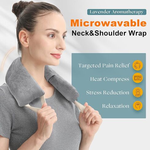 Heating Pad for Neck and Shoulders and Back 32X3.9 Moist Small Microwavable Neck Wrap Weighted Neck Warmer Heat Wrap Microwave Heatable Rice Beanbag Cervical Hot Pack Lavender Scented in Saudi Arabia