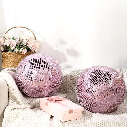 2 Pcs Disco Ball Pillows Decorative Throw Pillow Sequin Round Pillow Funky Sphere Pillows for Teen Girls Birthday Gifts Bedroom Living Room Home Decor (Silver,12 Inch) in Saudi Arabia