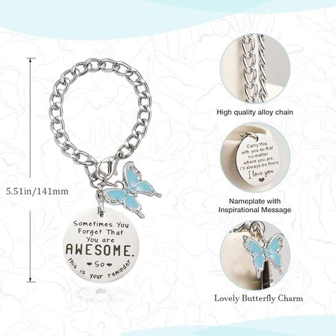 SANUIU 3Pcs Flower Chain Charms for Cup Handle, Bottle Accessories for Bottle Handle, Inspirational Words Tag with Pink, Blue, White Flower Charms, Customized Gifts for Girls, Family, Friends in Kuwait